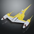 Yellow And White Streamlined Spaceship Model With Pointed Wings And Cockpit 3d model