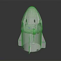 White Sleek Spacecraft Model Featuring Transparent Section And Modern Design Structure 3d model