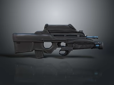 Sleek Black Modern Tactical Weapon With Futuristic Design And Structural Details 3d model