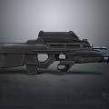Sleek Black Modern Tactical Weapon With Futuristic Design And Structural Details