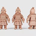 Terracotta Warrior Themed Decorative Figurine Set with Three Angles for Home