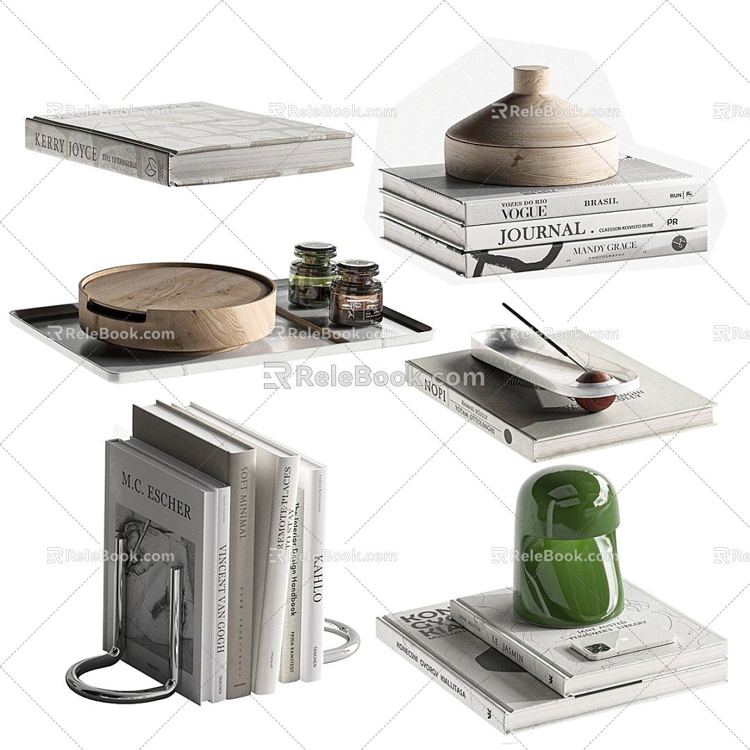 Decorative Ornaments Combination Books and Magazines Vase Table Lamp Jewelry Toiletries 3d model