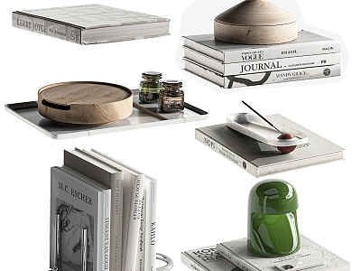 Decorative Ornaments Combination Books and Magazines Vase Table Lamp Jewelry Toiletries 3d model