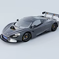 Gray Aerodynamic Sports Car With Sleek Design Rear Wing And Alloy Wheels