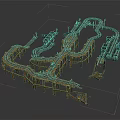 Wooden Roller Coaster Track Model With Intricate Curved Tracks And Support Pillars