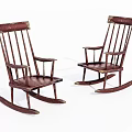 Classic Vintage Wooden Rocking Chairs With Armrests And Curved Rocking Base For Comfortable Seating
