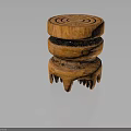 Wooden Furniture Stool With Multi Layered Carved Design And Claw Feet Base