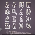 Scientific Experiment Themed Neon Lamp Set With Beaker Test Tube And Microscope Icons