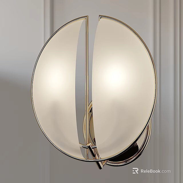 Modern Round Wall Sconce With Glass Shade And Gold Metal Frame For Home Decor 3d model 