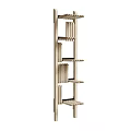Wooden Multi Tier Shelving Unit with Slatted Shelves for Home Storage