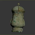 Ancient Chinese Bronze Lidded Vessel With Ornate Carvings And Green Patina