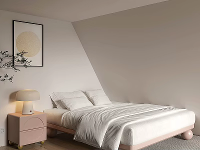 Bouron Life Worry-Free Bed No Bed Screen Bed Solid Wood Double Bed Children's Bed Minimalist Bed Color Furniture Italian Minimalist 3d model