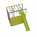 Colorful Children's Climbing Frame With Net Rope Rings Ladder And Slide