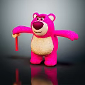 Pink Stuffed Teddy Bear with Open Arms Red Ribbon and Cream Belly on Dark Background