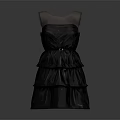 Shiny Black Sleeveless Dress With Layered Ruffled Skirt And Elegant Design