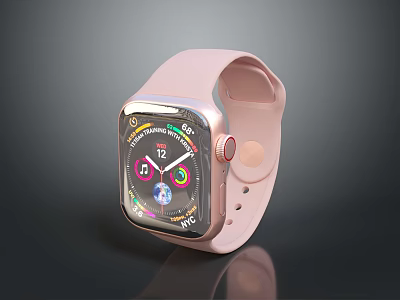 Pink Strap Smart Watch With Modern Design And Colorful Dial 3d model