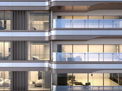 Modern Home Balcony In Residential Building With Glass Railing Spacious Layout And Natural Light 3d model