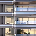 Modern Home Balcony In Residential Building With Glass Railing Spacious Layout And Natural Light