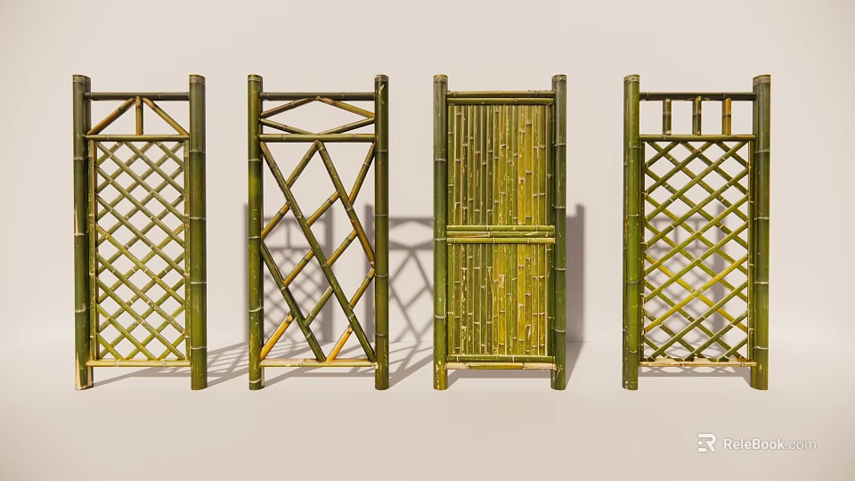 Bamboo Fence with Various Decorative Patterns and Unique Designs for Garden 3d model 