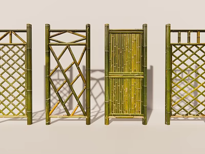 Bamboo Fence with Various Decorative Patterns and Unique Designs for Garden 3d model