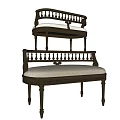 Classic Wooden Footstool Design With Carved Details And Light Colored Cushion