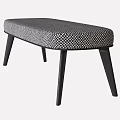 Modern Upholstered Benches with Black Legs in Black Navy Gray and Patterned Fabric