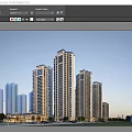 Modern High Rise Residential Buildings Exterior With Glass Windows And Urban Skyline