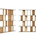 Modern Wooden Bookcase With Multiple Open Shelves And Storage Compartments 3d model