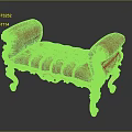 Ornate Red Upholstered Sofa Bench With Gold Carved Armrests And Decorative Legs Design