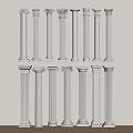 Classical Roman Columns Featuring Ornate Capitals and Fluted Shafts on Wooden Surface