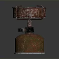 Rusty Portable Gas Stove With Cylinder Base For Outdoor Cooking Use