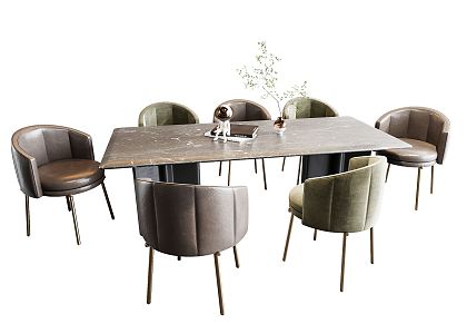 Modern Dining Table and Chair Combination 3d model