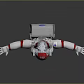 White Astronaut Spacesuit With Red Stripes Helmet And Backpack Design Elements