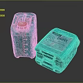 Industrial Equipment Plastic Storage Containers In Teal With Red Caps And Labels