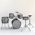 Professional Modern Drum Set With Snare Tom Toms Cymbals Chrome Stands And Drumsticks