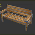 Natural Wooden Bench With Armrests Slatted Seat And Sturdy Legs Design