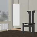 Stylish Hanging Chair In Modern Interior With Window Blinds Pendant Light And Cabinet