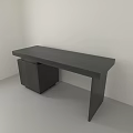 Modern Dark Colored Office Desk With Minimalist Design And Drawer Cabinet