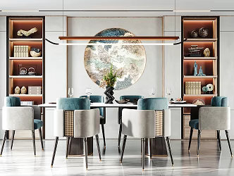 New Chinese Dining Table and Chair Combination 3d model
