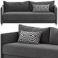 Modern Gray Multi Seater Sofa With Black And White Geometric Pattern Pillows 3d model