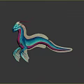 Colorful Mythical Dragon Like Creature With Blue Green Body Pink Belly And Red Tentacles