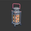 Decorative Metal Lantern With Copper Silver Handle Glass Panels And Stand Base
