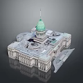 Classical Capitol Building With Green Dome And White Symmetrical Architecture Design
