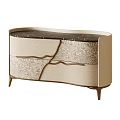 Elegant Beige Console Table With Marble Top Patterned Surface And Golden Slim Legs
