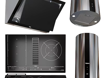 Sleek Modern Kitchen Appliances Including Stainless Steel Range Hoods And Efficient Cooktops 3d model