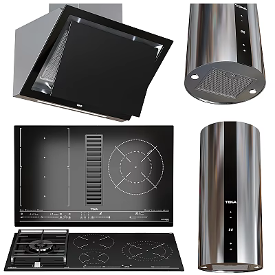 Sleek Modern Kitchen Appliances Including Stainless Steel Range Hoods And Efficient Cooktops 3d model