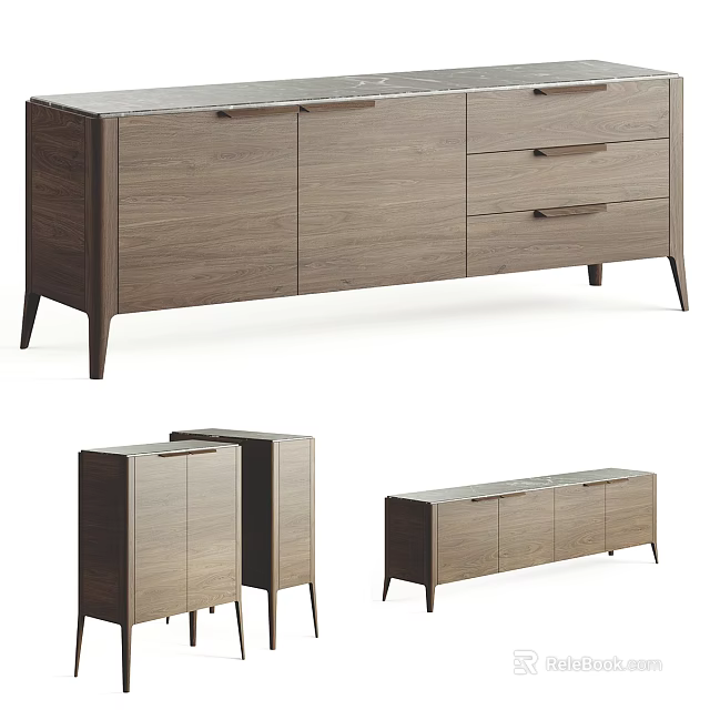 Modern Minimalist Wooden Chest of Drawers With Drawers Cabinets And Slim Legs Design 3d model 