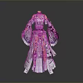 Elegant Purple And White Traditional Robe With Flowing Sleeves And Embroidered Patterns