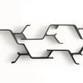 Modern Geometric Bookshelf With Abstract Black And White Irregular Shelves Design