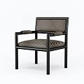 Modern Dining Chairs With Armrests Striped Seat And Backrest Black Frame Design